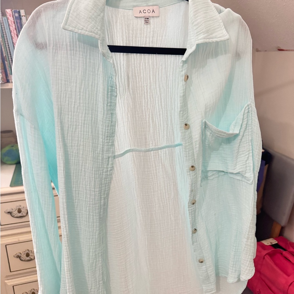 ACOA Women's Gauze Button Down Shirt